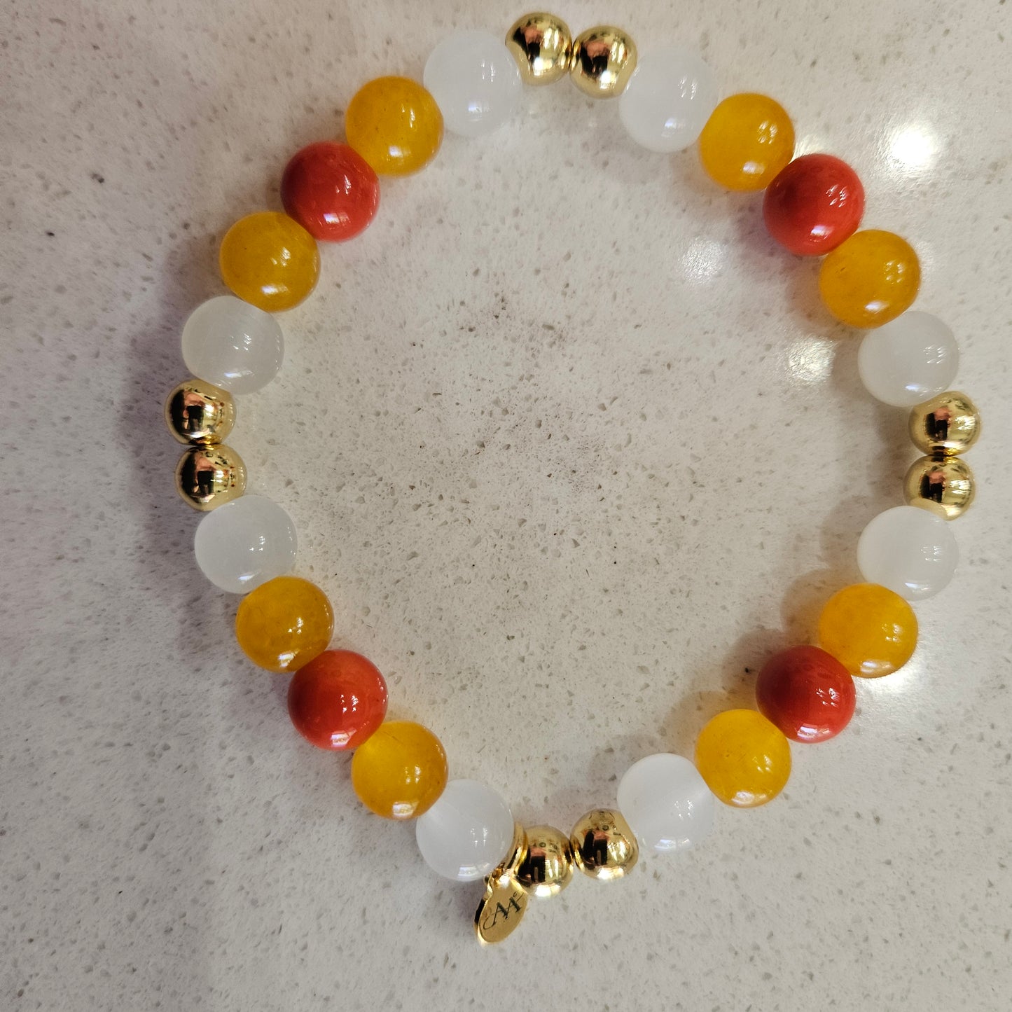 Orange White and Gold Bracelet