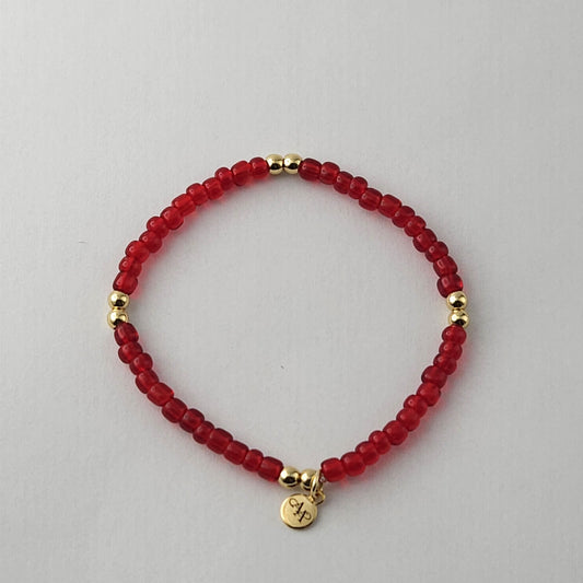 Chiefs Red Clear Seed Bead Bracelet