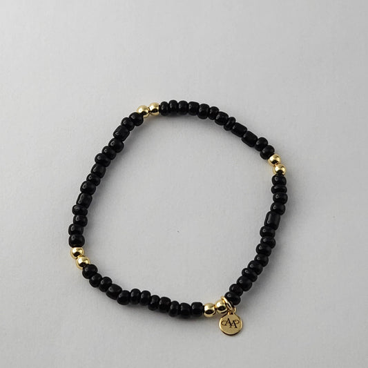 Classic Ava Black Seed Bead Bracelet