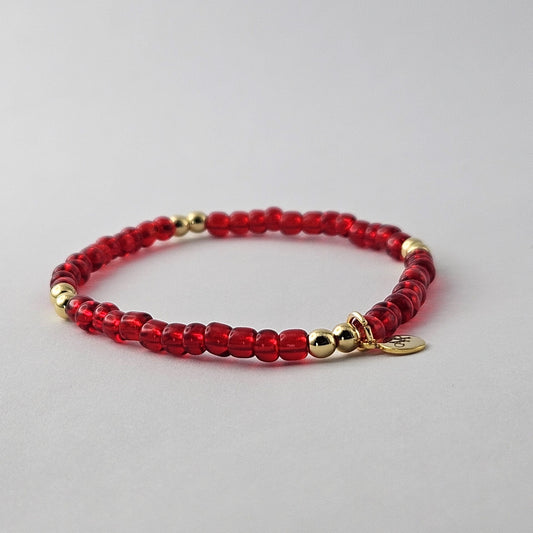 Chiefs Red Clear Seed Bead Bracelet